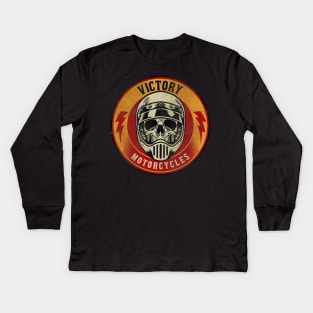 Victory Motorcycle Skull Biker Kids Long Sleeve T-Shirt